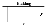 This is a sketch of a rectangle.  The top is labeled “Building” the bottom is labeled “x” and the right side is labeled “y”.